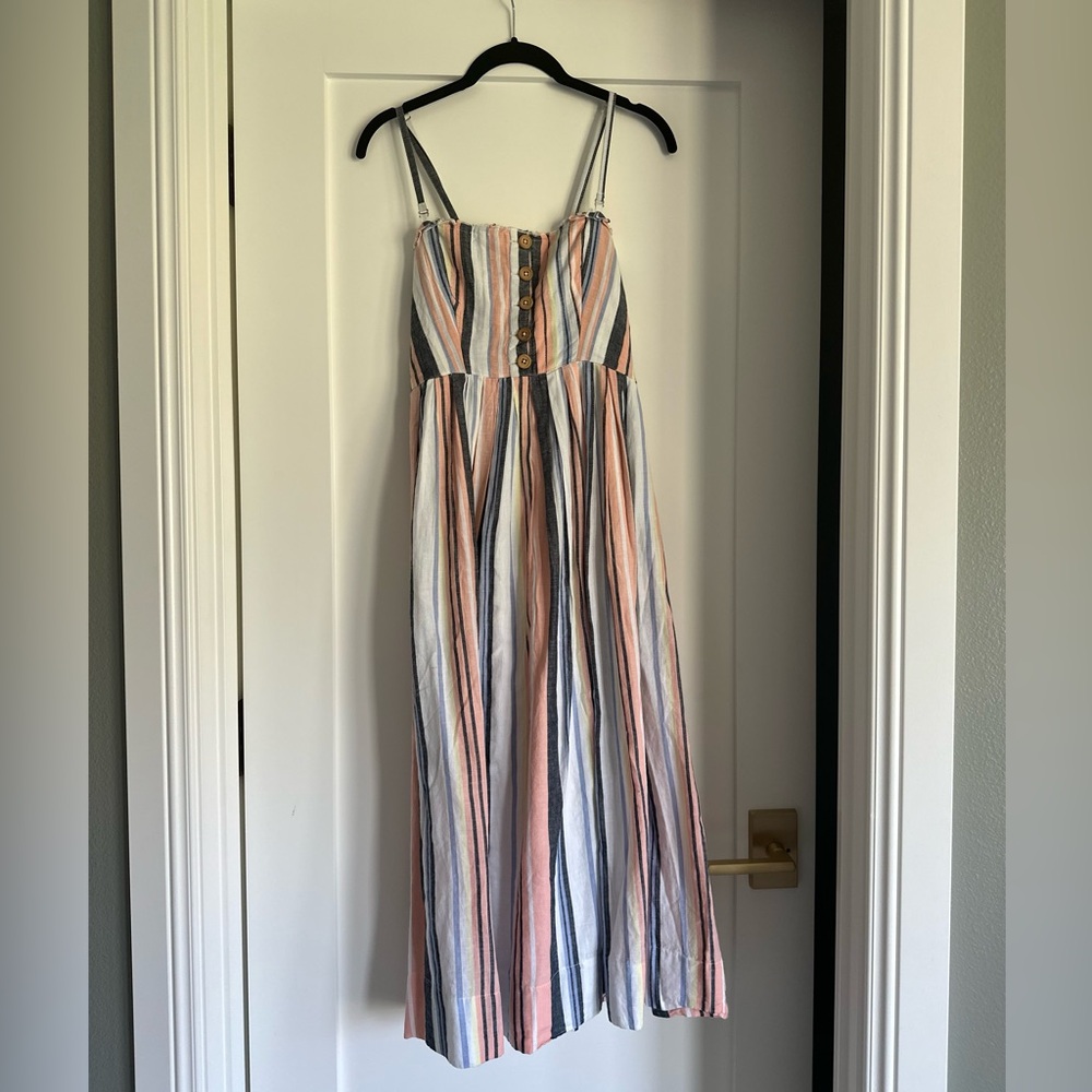 Free People Striped Midi Dress in Pink, Blue, Cream